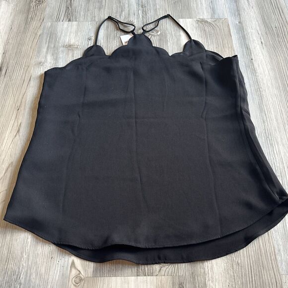 J. Crew Mercantile Scalloped Racerback Cami Tank Top Black Lined Size 2 - Picture 10 of 10